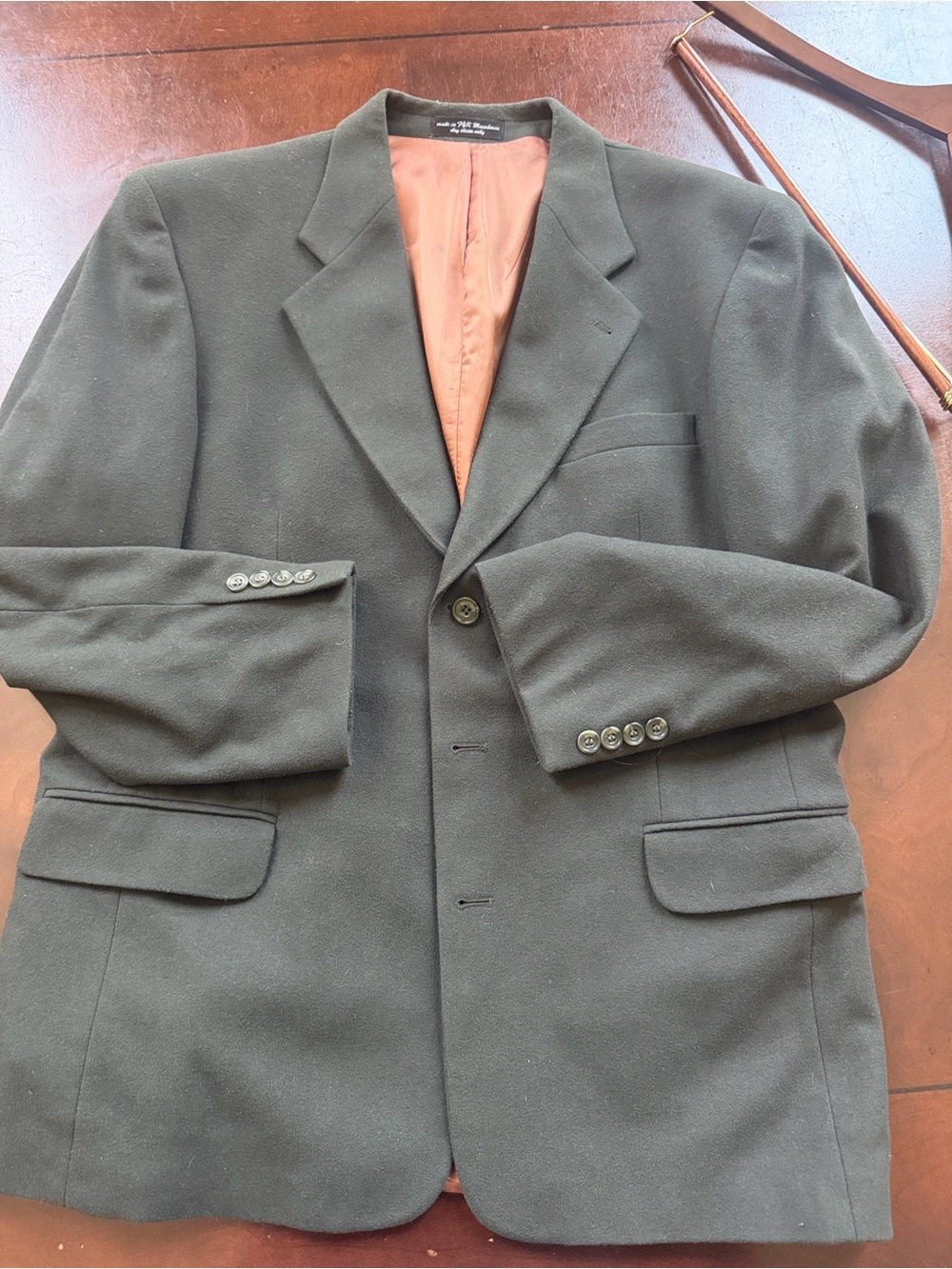 Men's Dark Green Single-Breasted Blazer 42R